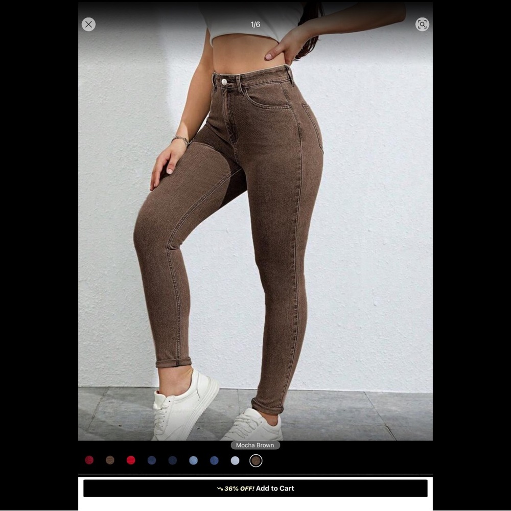 SHEIN Mocha Skinny Jeans for Women